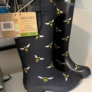 Briers Black Bee Pattern Rubber Boots